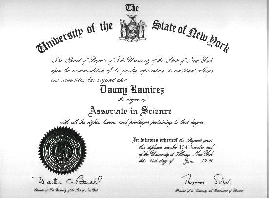 Univ of State of NY Degree